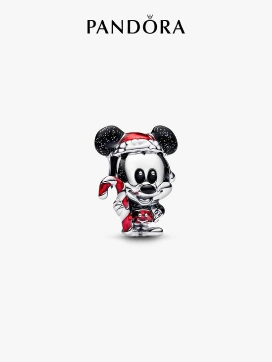 Santa Mickey Dangle Charm Fits Pandora Bracelets , Mickey  Pandora Disney Mickey Mouse Holiday Charm